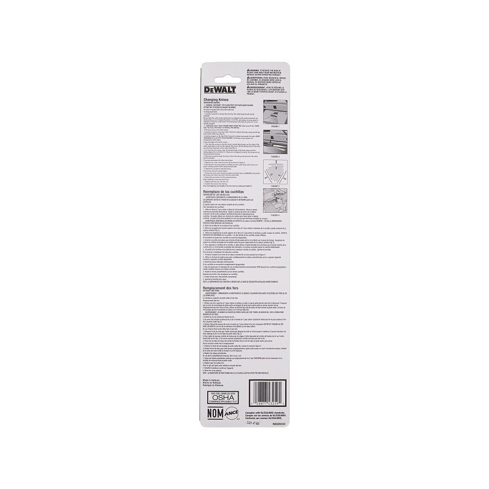 DEWALT Cuchilla de 12-1/2 Pulgadas para Cepillo Canteador (3 piezas) DW7342