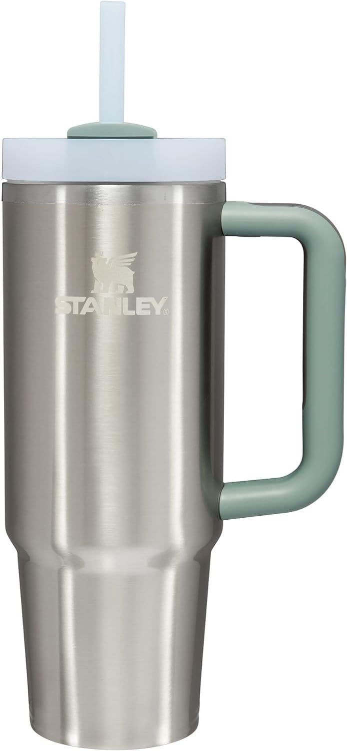 Stanley Quencher H2.0 FlowState - Vaso aislado al aspiradora de acero inoxidable con tapa y popote para agua, té helado o café, batidos y más, pizarrón de acero inoxidable, 30 onzas