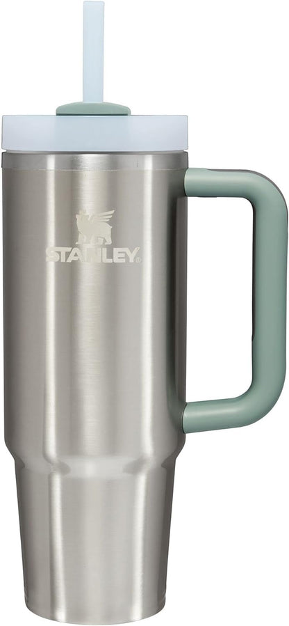Stanley Quencher H2.0 FlowState - Vaso aislado al aspiradora de acero inoxidable con tapa y popote para agua, té helado o café, batidos y más, pizarrón de acero inoxidable, 30 onzas