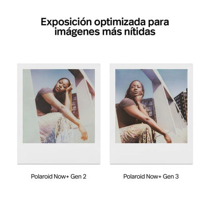 Polaroid Now+ 3ª generación de cámara instantánea de película Tipo I, conectada por Bluetooth, controlada por aplicación, Blanca, Solo cámara sin película (9161)