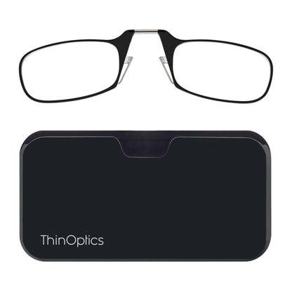ThinOptics Reading Glasses + Black Universal Pod Case | Classic Collection, Black Frames, 1.50 Strength - Bookstore Featured Product