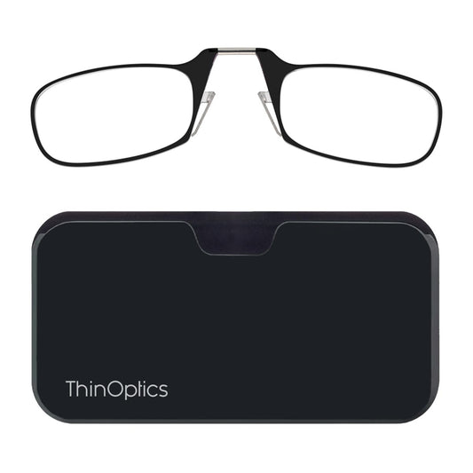 ThinOptics Reading Glasses + Black Universal Pod Case | Classic Collection, Black Frames, 1.50 Strength - Bookstore Featured Product