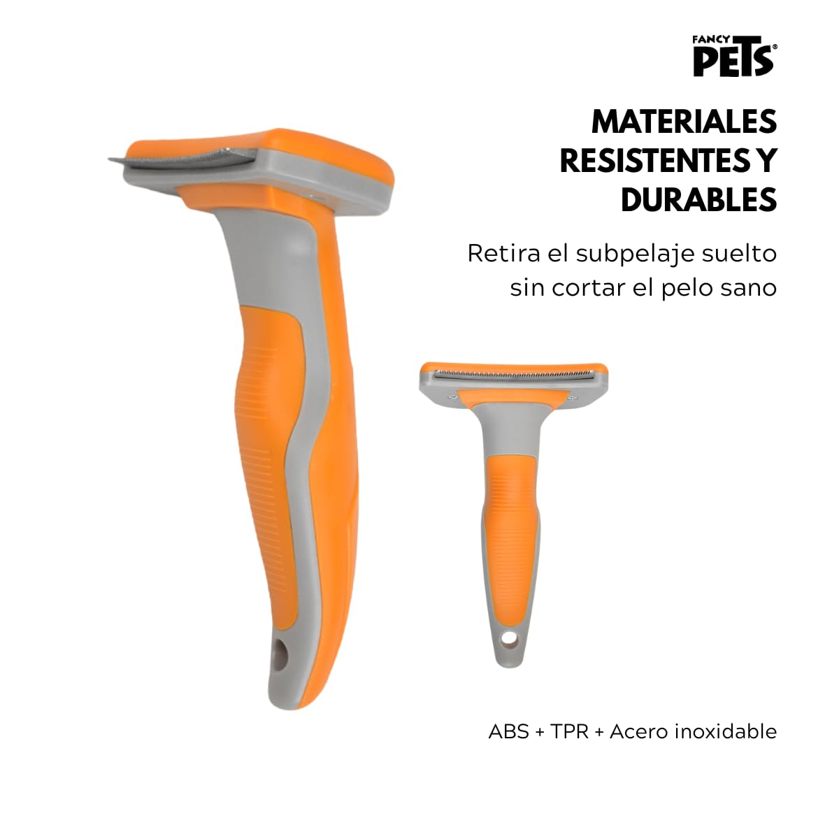 Fancy Pets Deslanador Curvo para Perros Med, Cuchilla Metálica Fina, Ergonómico para Pelo Medio y Largo, Eliminación Suave de Pelo Muerto y Prevención de Nudos, 15.5 cm