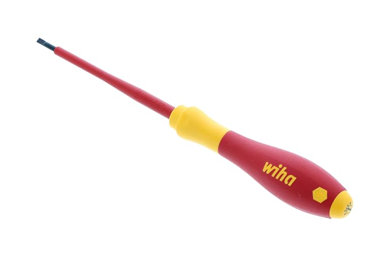 Wiha Tools Ins Destornillador, ranurado, 1/8 x 4 pulgadas, redondo, rojo y negro, talla única (32012)