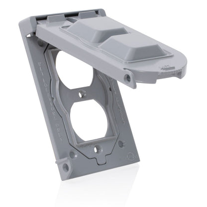 Leviton 0WM1V-0GY Placa para Intemperie de Aluminio para Receptáculo Dúplex, color Gris