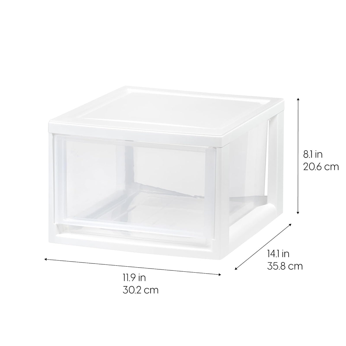 IRIS USA 13.7 L Cajón de Plástico Mediano, Paquete de 3, Organizadora Apilable con Cajón Deslizable para Dormitorio Debajo del Fregadero Despensa Cuarto de Manualidades Oficina, Blanco