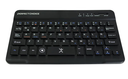 Perfect Choice Mini Teclado Bluetooth Universal para ¡Os, Android y Windows, Teclas Tijera, Duración de Carga de hasta 60 Horas