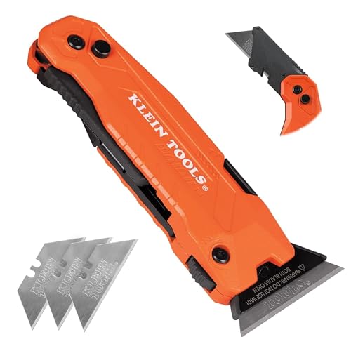 Klein Tools 44306 Navaja multiusos/rascador FLICKBLADE 2 en 1 con almacenamiento de cuchillas