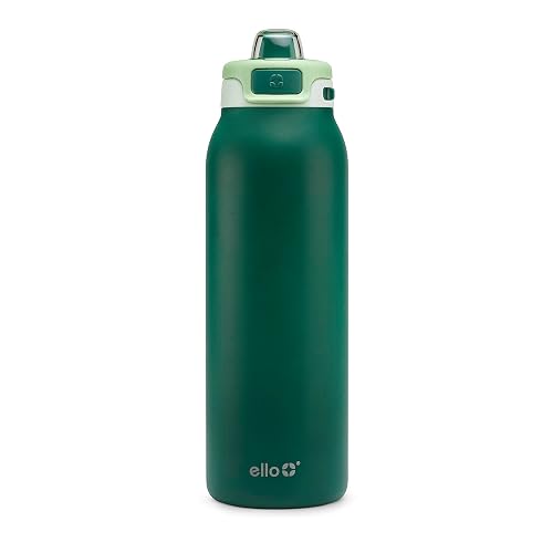 Ello Pop & Fill - Botella de agua de acero inoxidable, para beber o chug | Botella de agua aislada de acero inoxidable con tapa Quick Fill™, popote para sorbos, apertura de chug