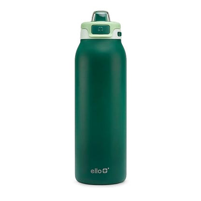 Ello Pop & Fill - Botella de agua de acero inoxidable, para beber o chug | Botella de agua aislada de acero inoxidable con tapa Quick Fill™, popote para sorbos, apertura de chug