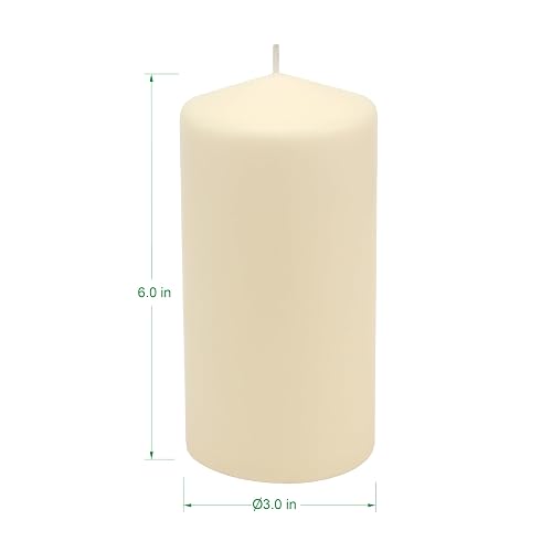 Stonebriar - Paquete de 3 velas altas de 3 x 6 pulgadas, 65 horas de duración, sin perfume, color marfil
