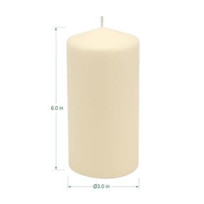 Stonebriar - Paquete de 3 velas altas de 3 x 6 pulgadas, 65 horas de duración, sin perfume, color marfil