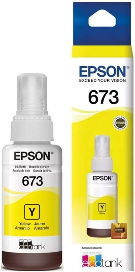 Epson Botella de Tinta Color Amarillo T673 para Impresoras L805, L810, L850 y L1800