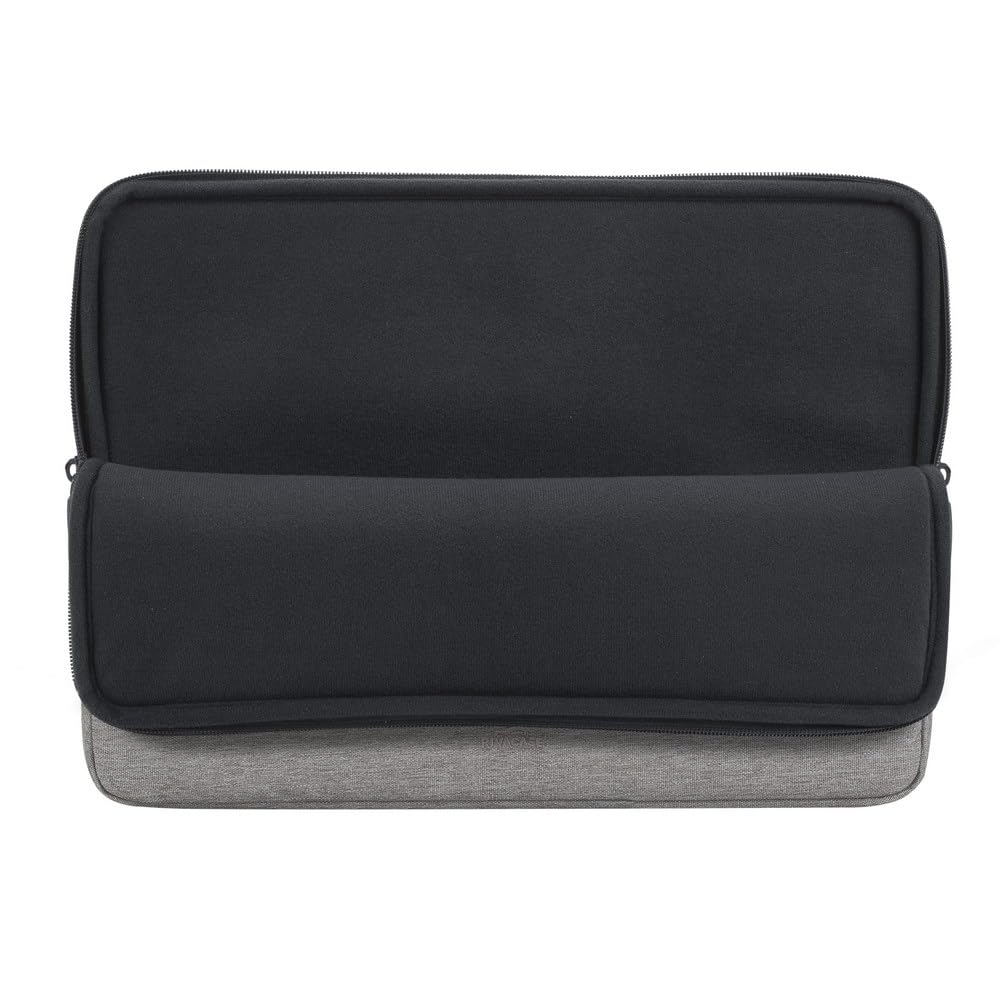 Rivacase 7705 Elegante Funda Gris para Laptop hasta 15.6". Fabricada con RPET Ecológico Reciclado, Resistente al Agua, Doble Cierre, Protección contra Golpes Accidentales Colección Suzuka