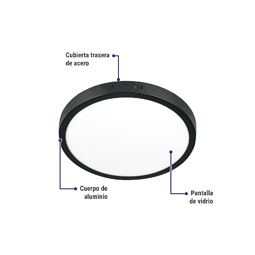 Volteck PLA-229L, Luminario de LED 24 W redondo tipo plafón luz de día color Blanco