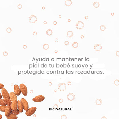 Dr. Natural Shampoo y Jabón Líquido para Cuerpo Bebés y Niños | Natural, Orgánico, Sin Sulfatos y Parabenos e Hipoalergénico | Hecho de Plantas Con Aceite de Oliva y Coco, Manteca de Karité y Romero (473 ml, Almendra)