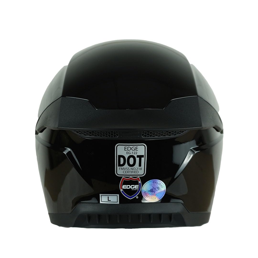 Casco para Moto Modelo NITROX - Casco Motocicleta Marca Edge - Visor Doble ANTIVAHO - Cascos para Motos Certificados Dot Moto - Accesorios para Moto Motocross Motocicleta (Negro Brillante, M)
