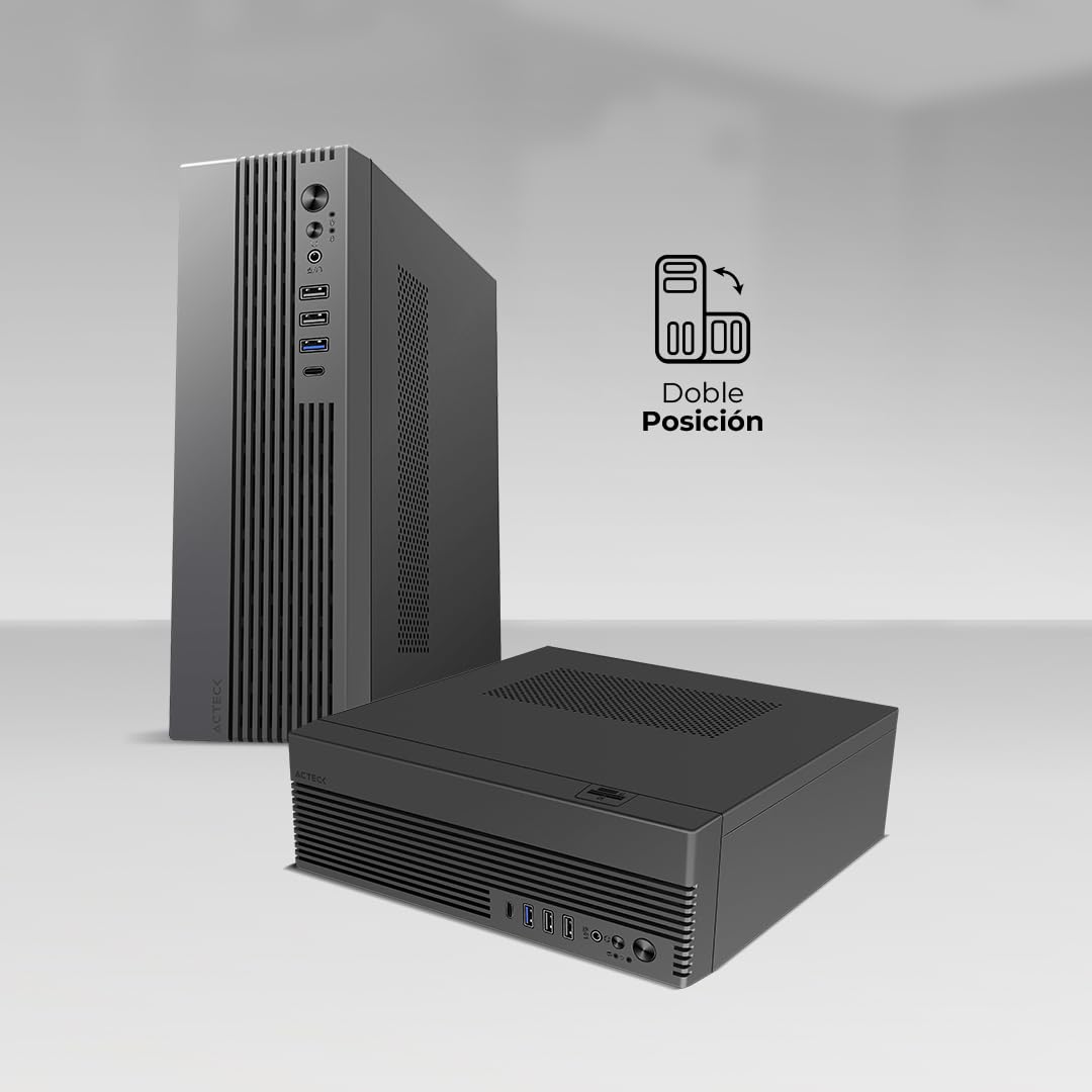 AC-943086 Gabinete Mini Torre Slim Onex GS450/Max MB Micro ATX/Fuente Flex 400 W/8 L/2x USB 2.0 + 1 USB 3.0 + 1x USB Tipo C 3.0 + 1 Mic + 1x Audio/Lector de tarjetas SD/Full Metalico/Elite Negro