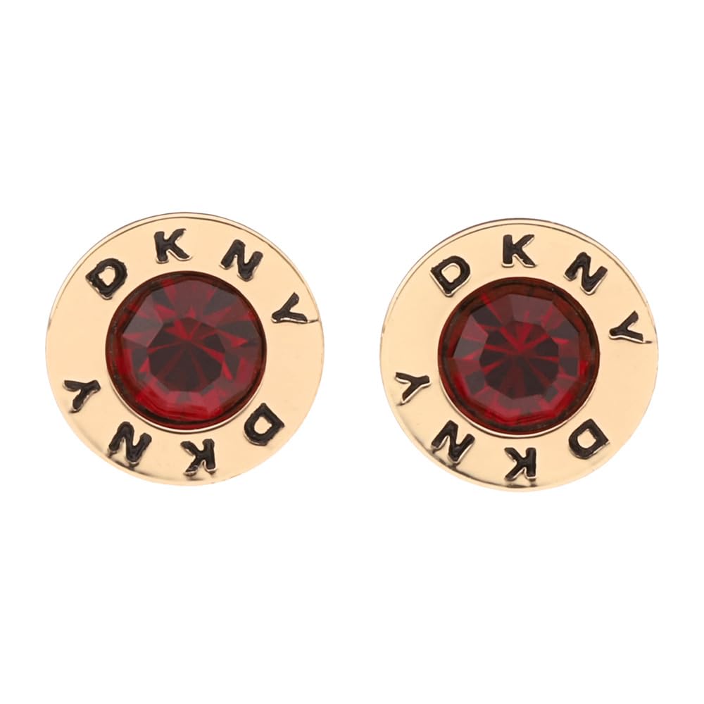 DKNY Aretes Dorado Circular | Pequeño, 1 par, aleación de metales, poste, en pouch de marca