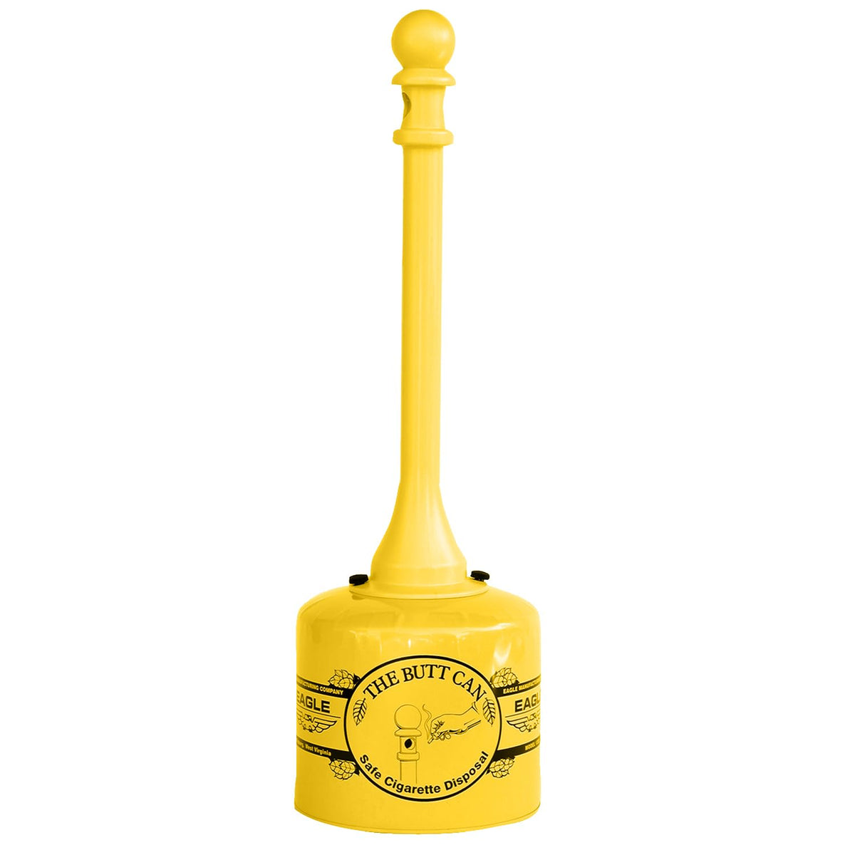 Eagle 1205 - Recipiente de acero galvanizado para cigarrillos, capacidad de 5 galones, 40 pulgadas de altura, 12 pulgadas de diámetro, amarillo