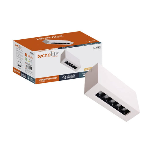Tecnolite Lámpara Spot LED de Sobreponer 8 W, 5 Salidas de Luz, No atenuable, LED integrado