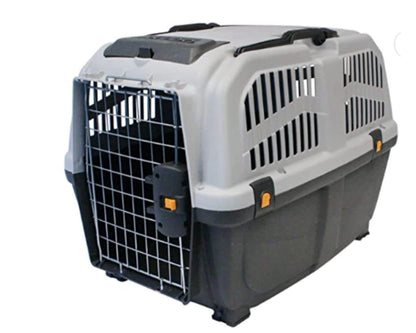 MPS Transportadora para Perros Skudo IATA 7, Plástico Resistente con Ruedas, 105x73x76 cm - Puerta Metálica y Ventilación Lateral
