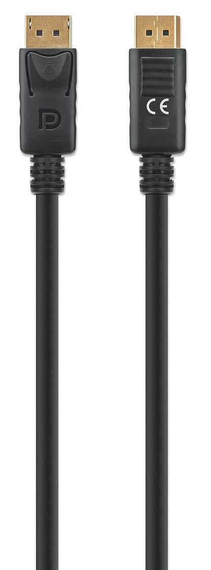 Cable de Video DisplayPort V1.4 Ultra HD 8K de 3m, Adaptador Macho a Macho para Pantalla, TV y Proyector, Soporta HDR10 y Dolby Atmos, Triple Blindaje Anti-Interferencia, Negro, Manhattan 355582