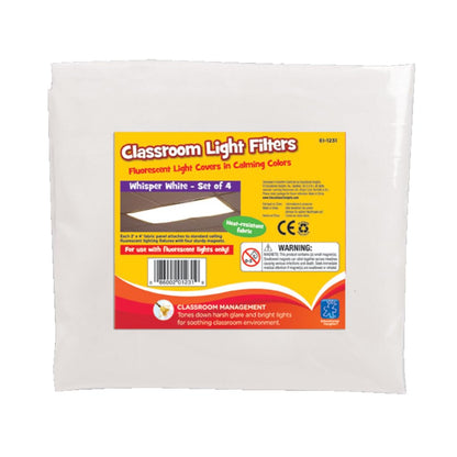 Educational Insights Fluorescent Light Covers en blanco. Paquete de 4. Reduce el brillo y el parpadeo. Fácil instalación para oficinas, hospitales, el hogar y los salones de clase.