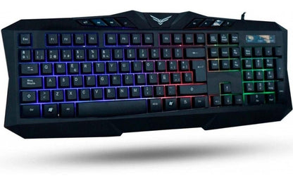 Gaming NACEB Teclado Gamer Retroiluminado NA-0912, Teclas Multimedia, Teclado de Membrana USB con Iluminación LED, Idioma Español