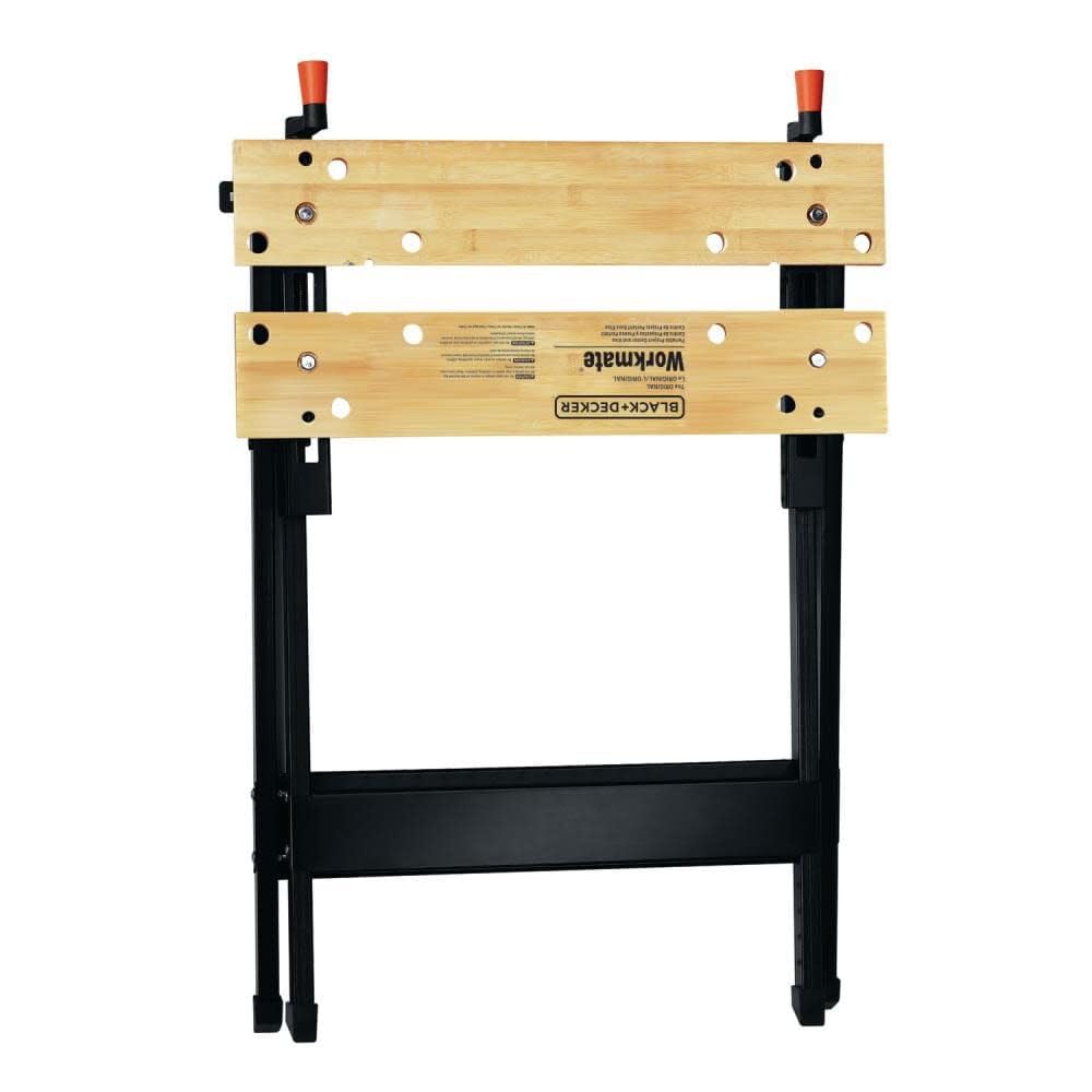 BLACK+DECKER Banco de Trabajo Portátil, Mesa Plegable Acero y Madera Negro/Naranja, 158kg, WM125