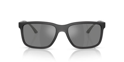 ARNETTE Men's An4359 Headlight Rectangular Sunglasses, Transparent Grey Matte/Shiny/Grey Mirrored Silver, 57 mm