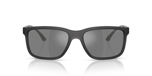 ARNETTE Men's An4359 Headlight Rectangular Sunglasses, Transparent Grey Matte/Shiny/Grey Mirrored Silver, 57 mm