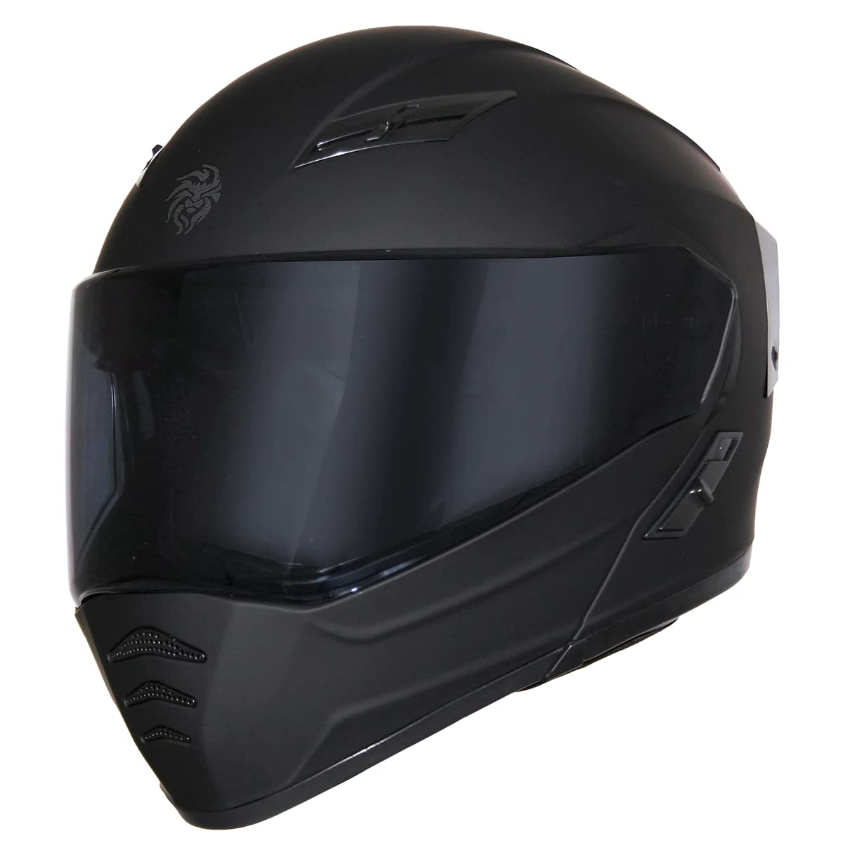 KOV Casco Estelar Negro Mate ABATIBLE Certificado con LUZ Stop Calle Pista Cafe Racer Mica Humo