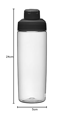 CamelBak Chute mag Water Bottle 20oz, Clear | Sistema de tapa magnética, botella de Tritan resistente, resistente a olores y manchas, asa de transporte
