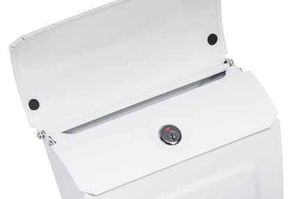 Architectural Mailboxes Aspen™ - Buzón vertical montado en la pared para exterior, moderno buzón de correo de acero galvanizado con cerradura y caja de llave, color blanco
