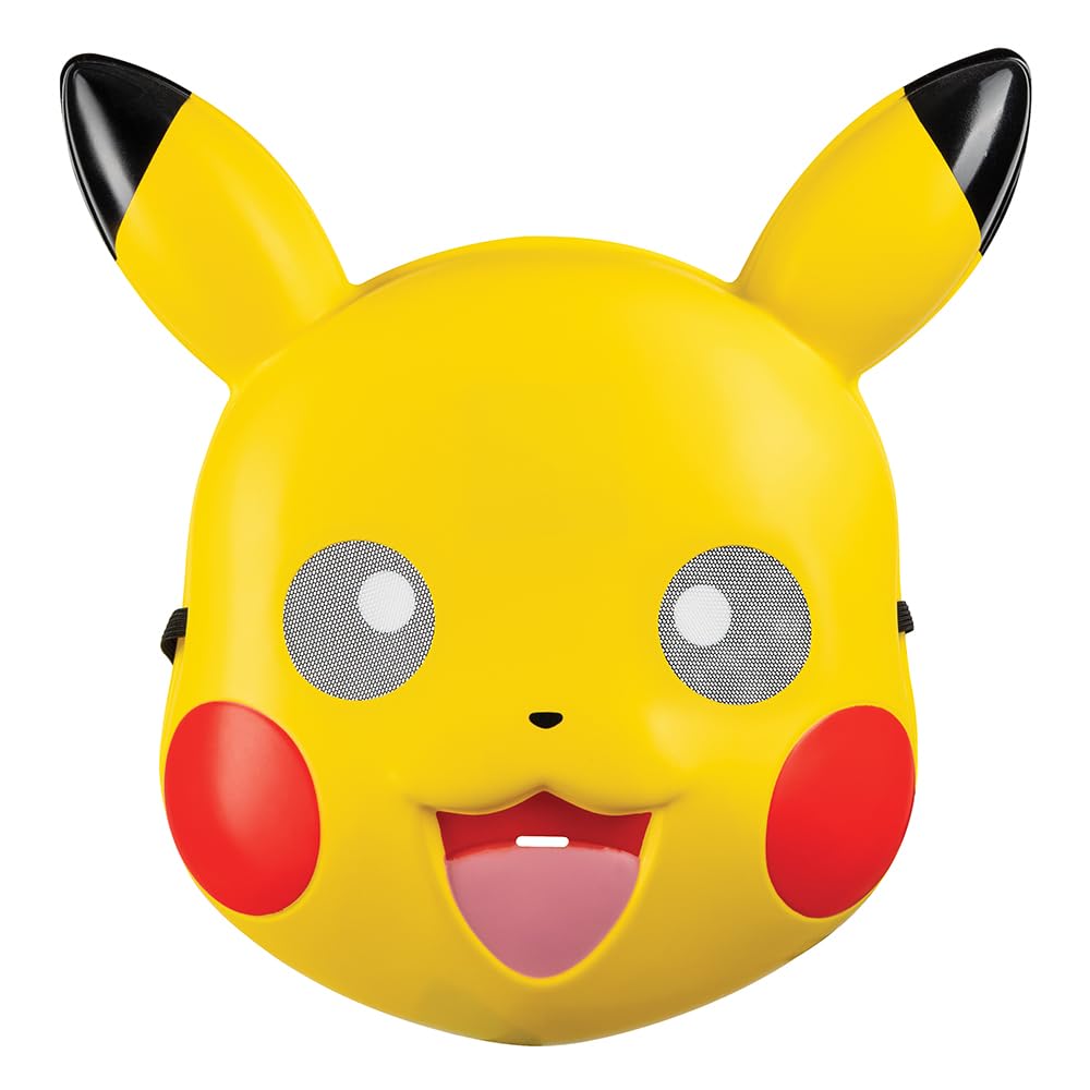 DISGUISE Accesorio Oficial Nintendo, Mascara de Pikachu, Unitalla, Pokémon | Inspirada en Pokémon, ajustable, plástico, mejillas rojas, orejas negras, adultos, niños, disfraz, cosplay