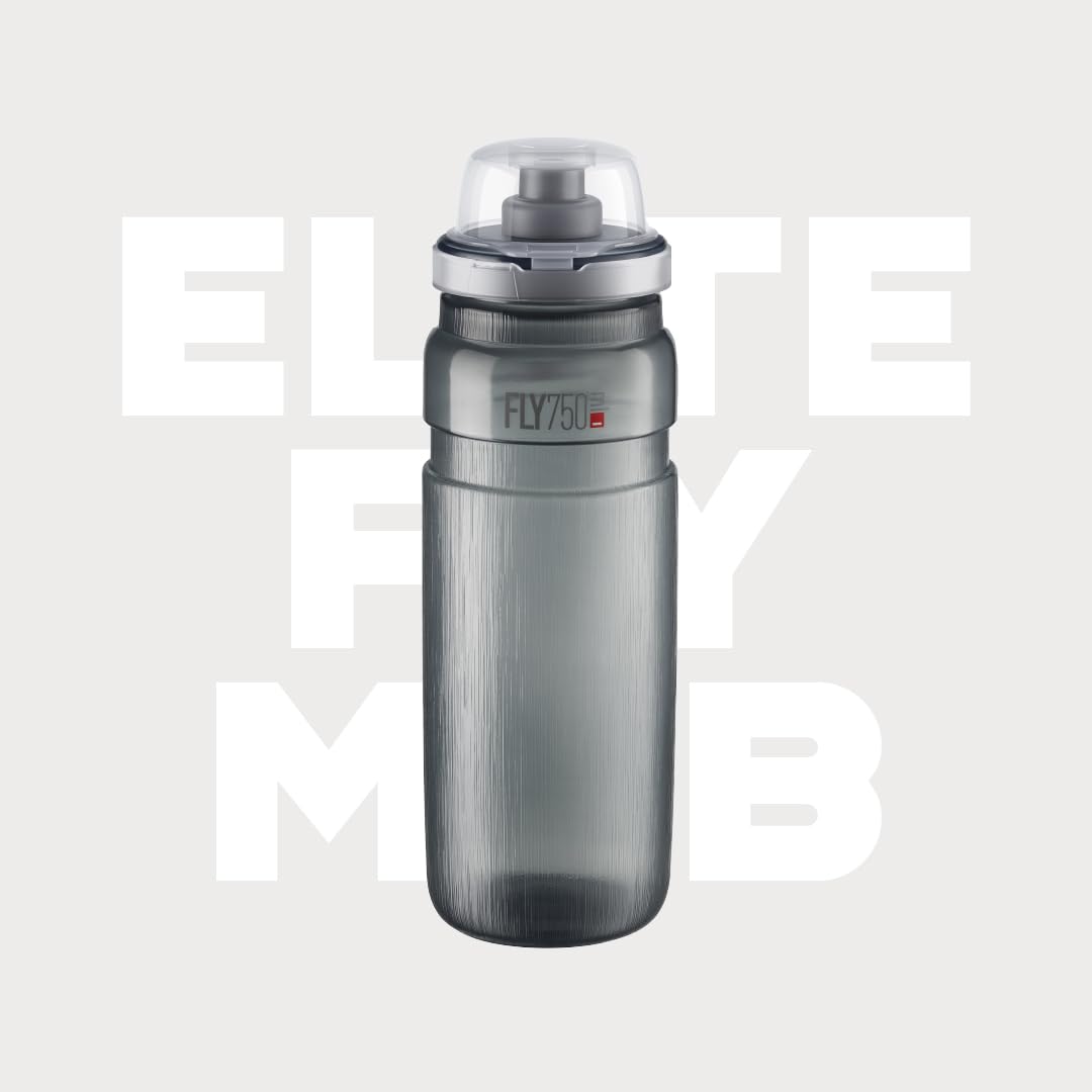 Elite Fly MTB - Botella de 750 ml (Gris, Tex) - Botella de Bicicleta de montaña Ultraligera y Duradera con Tapa Protectora