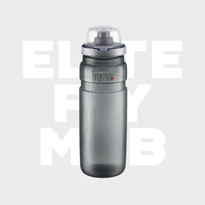 Elite Fly MTB - Botella de 750 ml (Gris, Tex) - Botella de Bicicleta de montaña Ultraligera y Duradera con Tapa Protectora