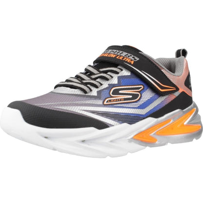 Tenis Skechers S-Lights Flex-Glow Ultra con Luces para Niño - 17.0 cm - Negro - Plata