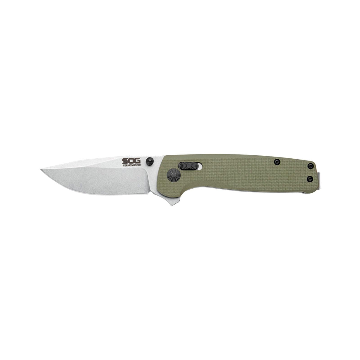 SOG Terminus XR G10 - Cuchillos plegables ambidiestros de bolsillo EDC para llevar diario, mango G10, hoja de acero D2 resistente al desgaste
