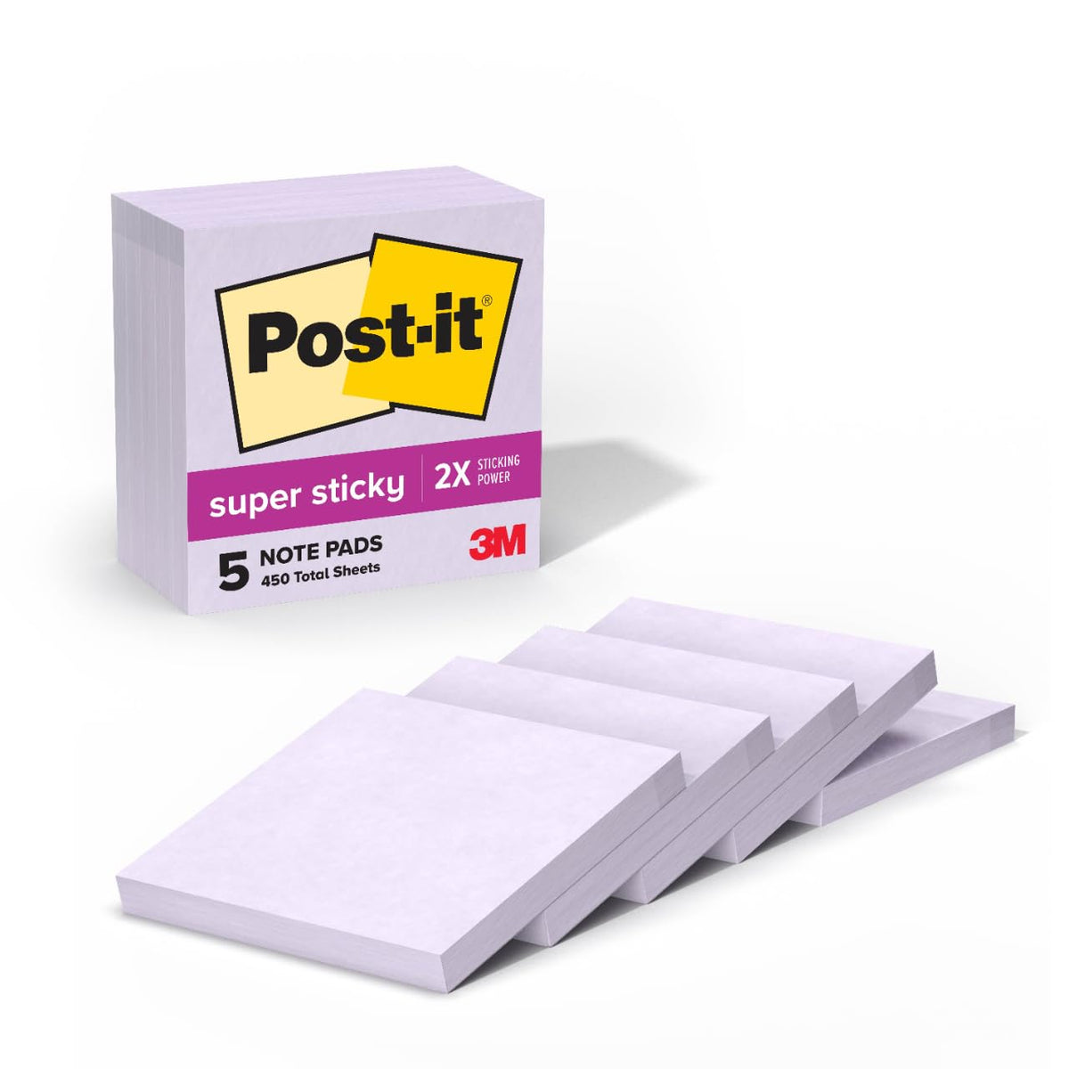 Post-it Notas Superadhesivas, 5 Blocs 3x3 pulg, Rosa Claro - Orquídea Frost