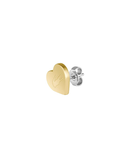 Lacoste Love My Croc - arete de tuerca para mujer, joyería de acero inoxidable, colección romántica, diseño en forma de corazón, accesorio, regalo para ella