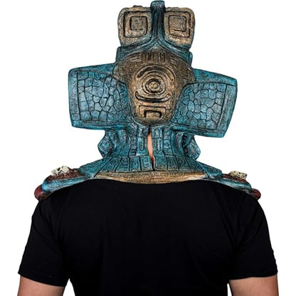 Ghoulish Productions Mictlantecuhtli Máscara de Látex con Pecho Integrado | Inspirada en Dios Azteca del Inframundo | Pintada a Mano para Halloween Cosplay | Multicolor Talla M