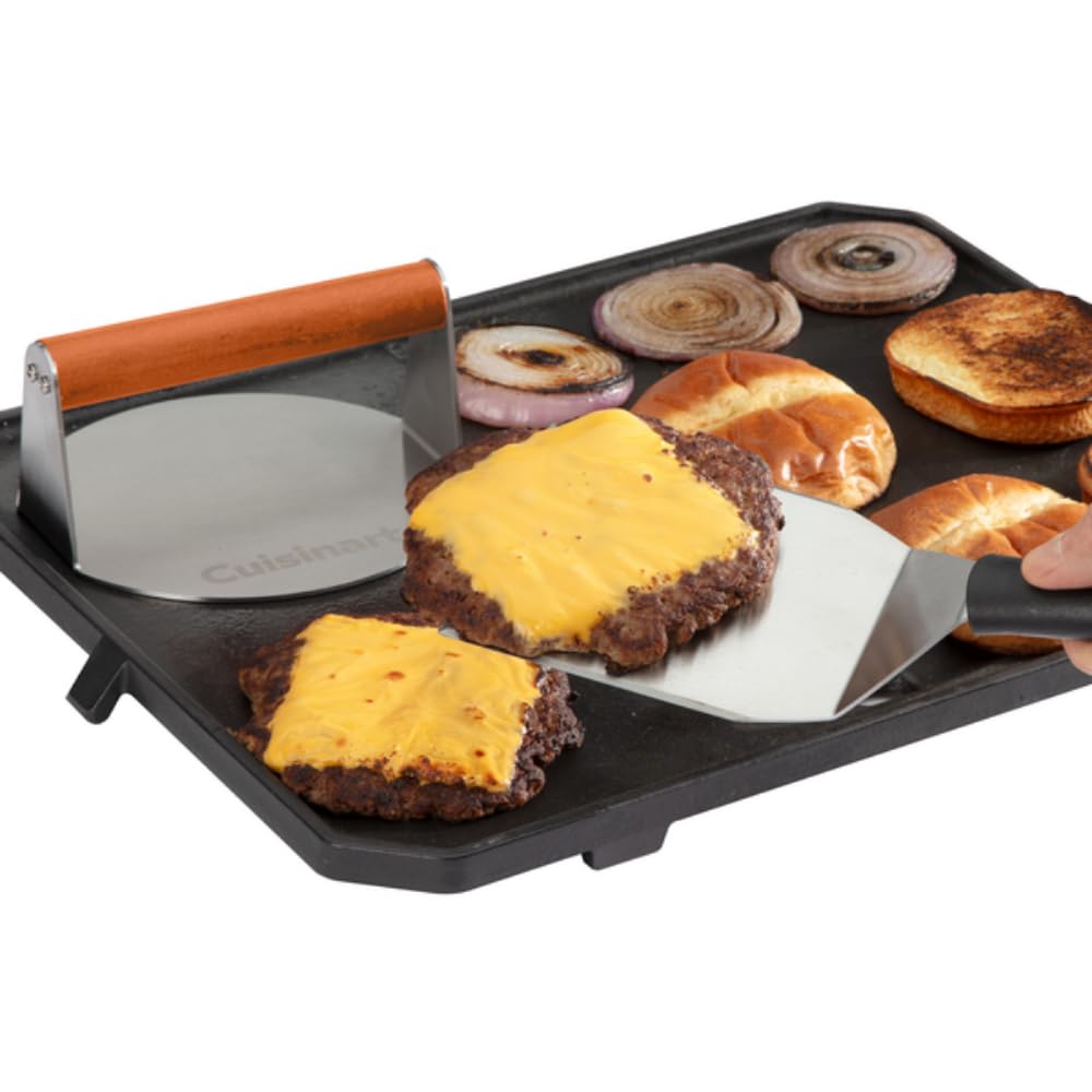 Cuisinart Prensa Hamburguesas Acero Inoxidable 15 cm Smash | Prensa de Hamburguesas de Acero Inoxidable, Borde plano antiadherente, Fácil limpieza, Diseño ideal para lograr una costra