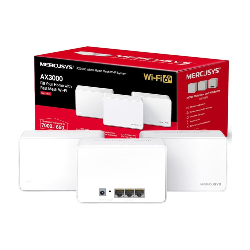 Mercusys Halo H50G Sistema WiFi Mesh AC1900, 3 Piezas - WiFi6 AX3000 Gigabit Paquete de 3