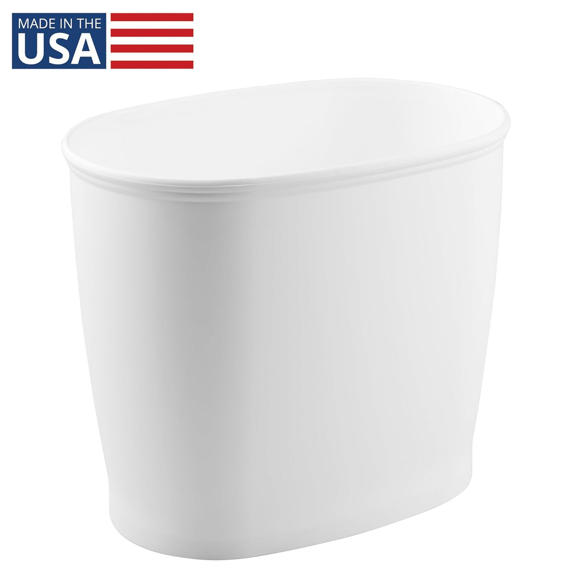 InterDesign 93441 Kent Oval Wastebasket Trash Can for Bathroom, Kitchen, Office, White