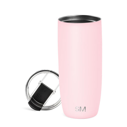 Simple Modern Voyager - Taza de Viaje con Tapa Abatible, Acero Inoxidable, Popotes Incluidos - 0.6 Litros - -Blush