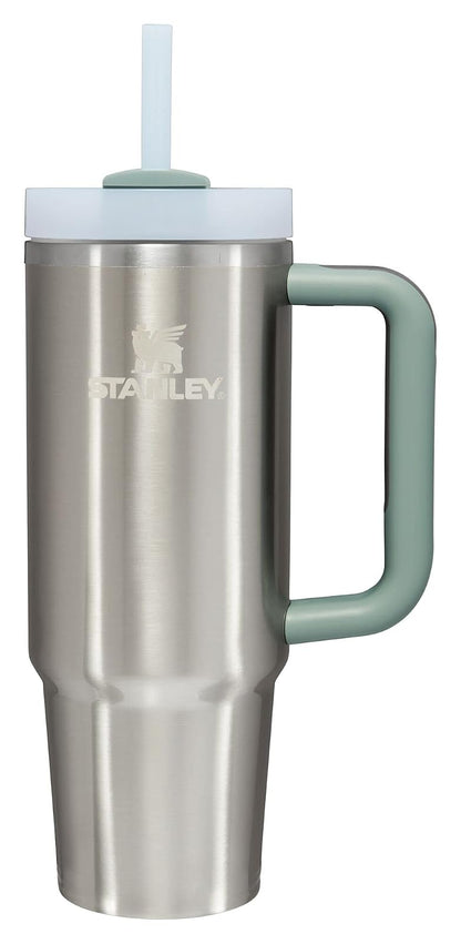 Stanley Quencher H2.0 FlowState - Vaso aislado al aspiradora de acero inoxidable con tapa y popote para agua, té helado o café, batidos y más, pizarrón de acero inoxidable, 30 onzas