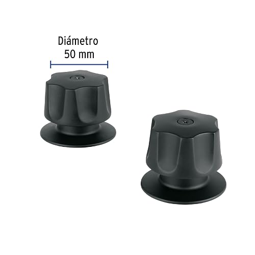 Foset MR-100M, Juego de 2 manerales hexagonales metálicos para regadera color negro