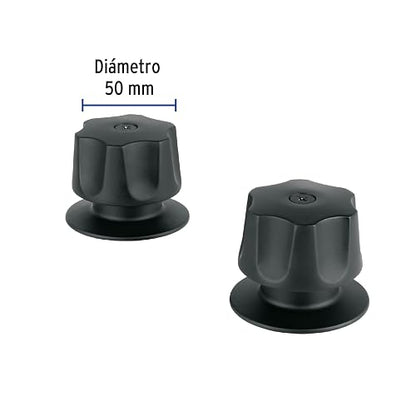 Foset MR-100M, Juego de 2 manerales hexagonales metálicos para regadera color negro